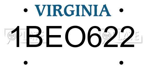 1BEO622 Virginia License Plate
