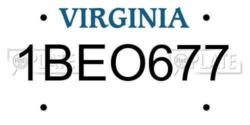 1BEO677 Virginia License Plate