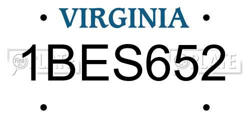 1BES652 Virginia License Plate