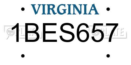 1BES657 Virginia License Plate