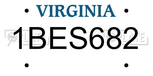 1BES682 Virginia License Plate