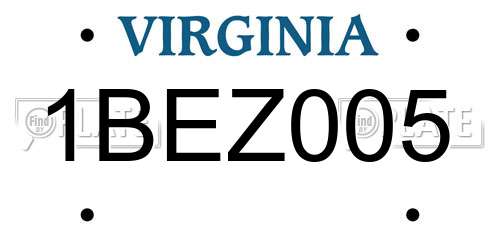 1BEZ005 Virginia License Plate
