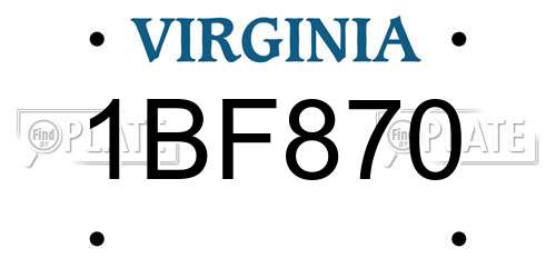 1BF870 Virginia License Plate