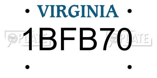 1BFB70 Virginia License Plate