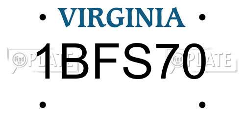 1BFS70 Virginia License Plate