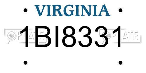 1BI8331 Virginia License Plate