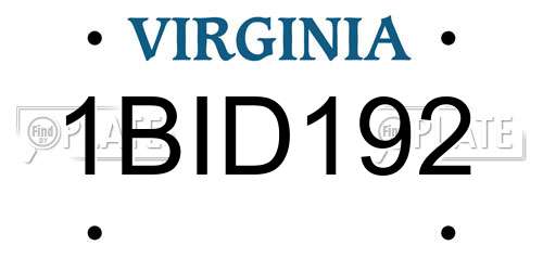 1BID192 Virginia License Plate
