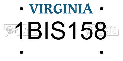 1BIS158 Virginia License Plate