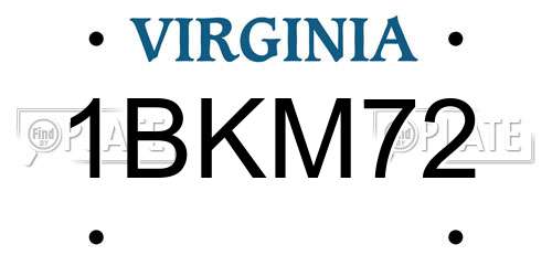 1BKM72 Virginia License Plate