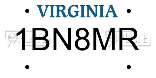 1BN8MR Virginia License Plate