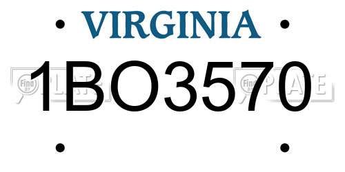 1BO3570 Virginia License Plate