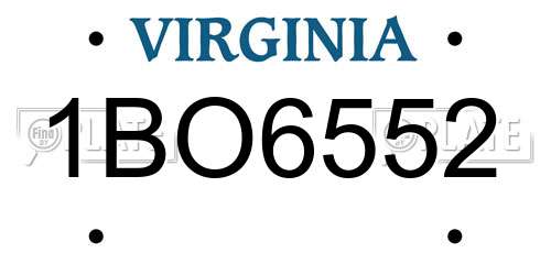1BO6552 Virginia License Plate