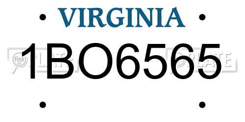 1BO6565 Virginia License Plate