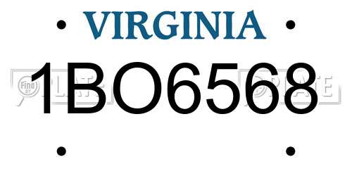 1BO6568 Virginia License Plate