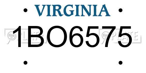 1BO6575 Virginia License Plate