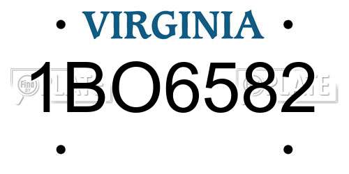 1BO6582 Virginia License Plate