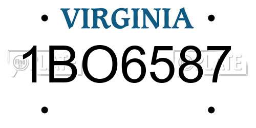 1BO6587 Virginia License Plate