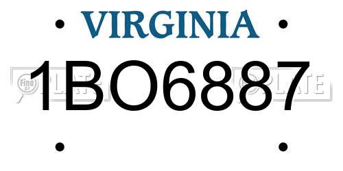 1BO6887 Virginia License Plate