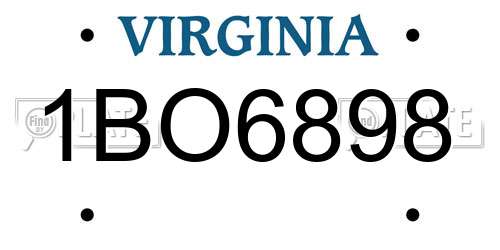 1BO6898 Virginia License Plate