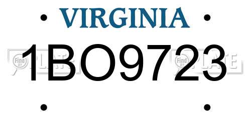 1BO9723 Virginia License Plate