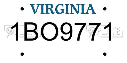 1BO9771 Virginia License Plate