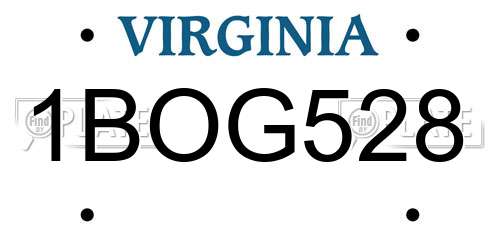 1BOG528 Virginia License Plate