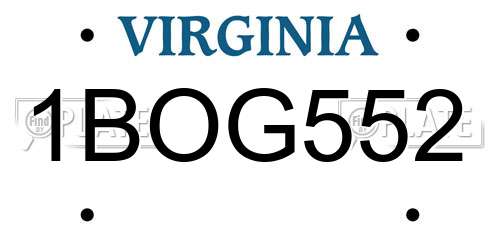1BOG552 Virginia License Plate