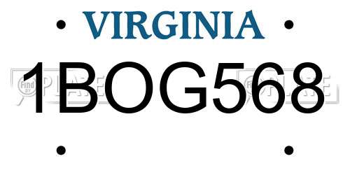 1BOG568 Virginia License Plate