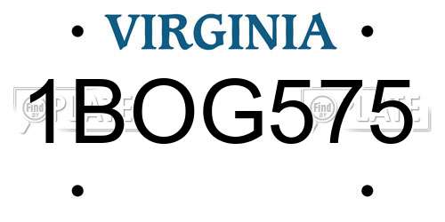 1BOG575 Virginia License Plate