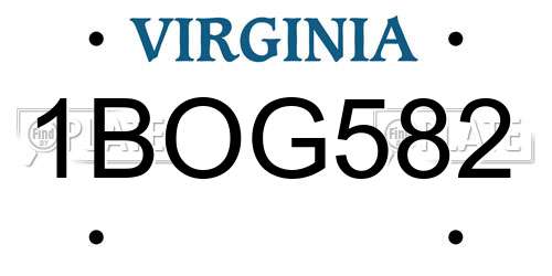 1BOG582 Virginia License Plate