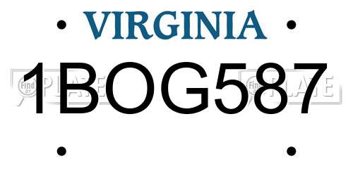 1BOG587 Virginia License Plate