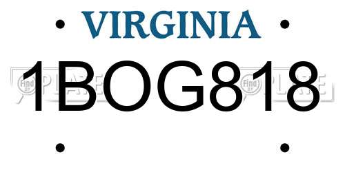 1BOG818 Virginia License Plate