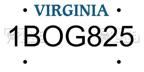 1BOG825 Virginia License Plate
