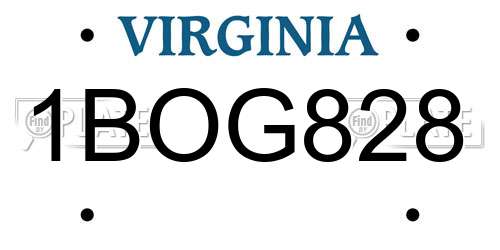 1BOG828 Virginia License Plate