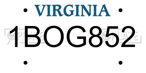 1BOG852 Virginia License Plate