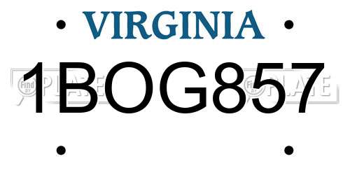 1BOG857 Virginia License Plate