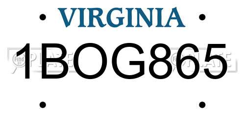 1BOG865 Virginia License Plate