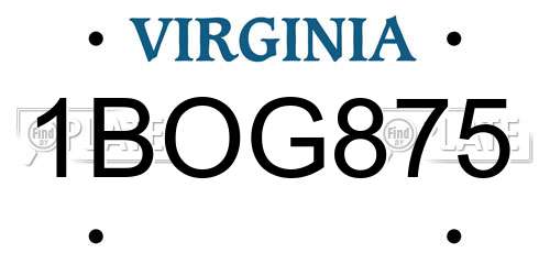 1BOG875 Virginia License Plate