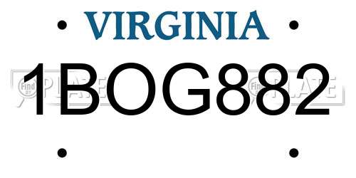 1BOG882 Virginia License Plate