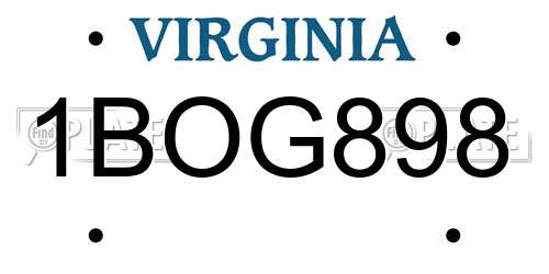 1BOG898 Virginia License Plate