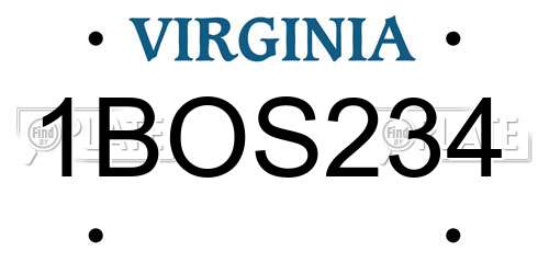 1BOS234 Virginia License Plate
