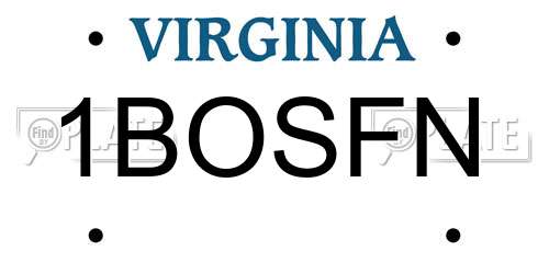 1BOSFN Virginia License Plate