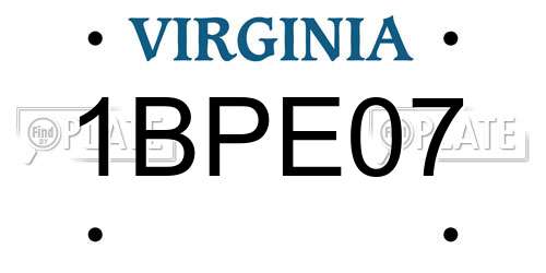 1BPE07 Virginia License Plate