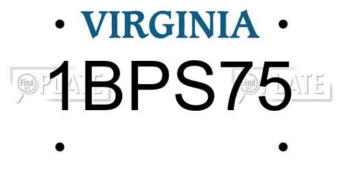 1BPS75 Virginia License Plate