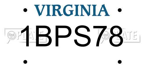 1BPS78 Virginia License Plate