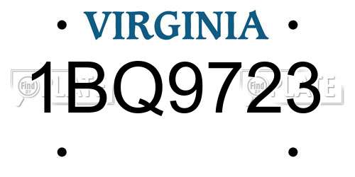1BQ9723 Virginia License Plate