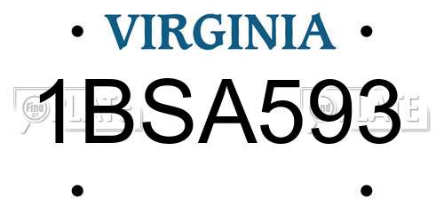 1BSA593 Virginia License Plate