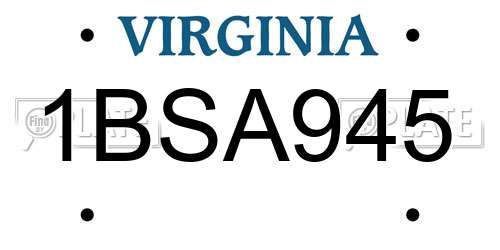 1BSA945 Virginia License Plate