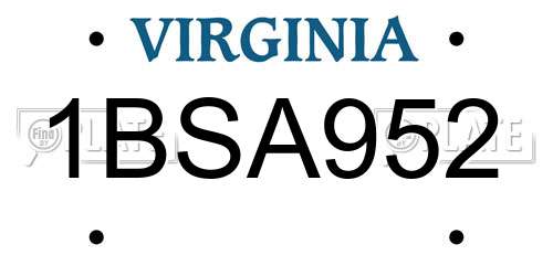 1BSA952 Virginia License Plate
