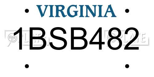 1BSB482 Virginia License Plate